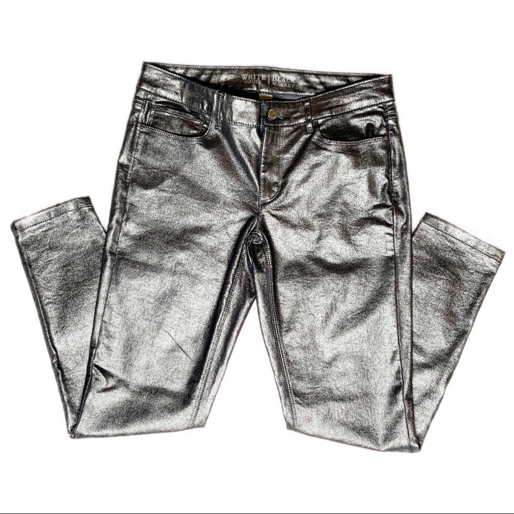 WHBM SILVER DENIM SKINNY JEANS SLACKS NWT